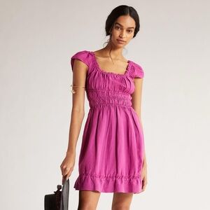 Anthropologie smocked-waist mini dress pink